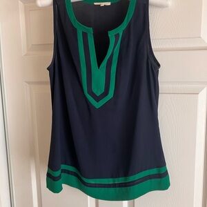 Navy and Green Sleeveless Top